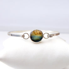 Load image into Gallery viewer, Labradorite Silver Tension Bangle with 12mm round stone