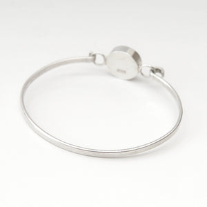 Opalite Silver Tension Bangle with 12mm round stone