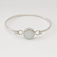 Load image into Gallery viewer, Opalite Silver Tension Bangle with 12mm round stone