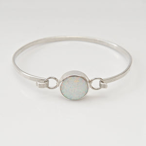 Opalite Silver Tension Bangle with 12mm round stone