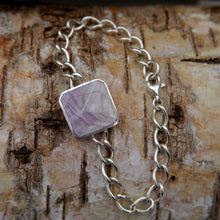 Load image into Gallery viewer, Opalite & Amethyst Double-Sided Square shaped Silver Chain Bracelet