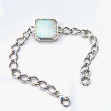 Load image into Gallery viewer, Opalite & Amethyst Double-Sided Square shaped Silver Chain Bracelet