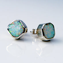 Load image into Gallery viewer, Opalite Stud Earrings  Square Design