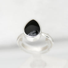 Load image into Gallery viewer, Whitby Jet Sterling Silver Ring Teardrop Design