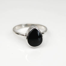 Load image into Gallery viewer, Whitby Jet Sterling Silver Ring Teardrop Design