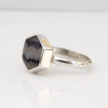 Load image into Gallery viewer, Blue John Silver Ring Hexagon Design
