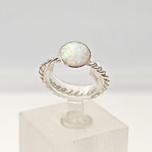 Load image into Gallery viewer, Opalite Rope Weave Silver Ring