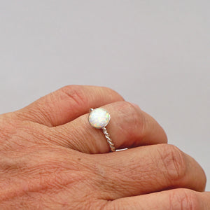 Opalite Rope Weave Silver Ring