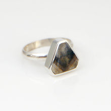 Load image into Gallery viewer, Blue John Silver Ring Triangle Design