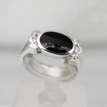 Load image into Gallery viewer, Whitby Jet Ring with Cubic Zirconia