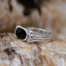 Load image into Gallery viewer, Whitby Jet Ring with Cubic Zirconia