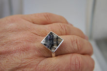 Load image into Gallery viewer, Blue John Silver Ring Square Design