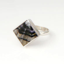 Load image into Gallery viewer, Blue John Silver Ring Square Design