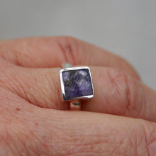 Load image into Gallery viewer, Blue John Silver Ring Square Design