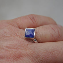 Load image into Gallery viewer, Lapis Lazuli Square Silver Ring