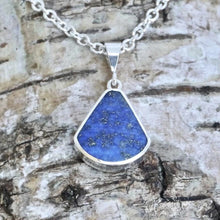 Load image into Gallery viewer, Lapis Lazuli & Jet Double Sided Pendant Fan Shape