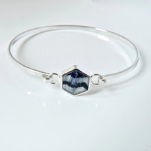 Load image into Gallery viewer, Blue John Hexagon Silver Bangle