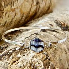 Load image into Gallery viewer, Blue John Hexagon Silver Bangle