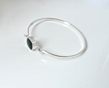 Load image into Gallery viewer, Whitby Jet Tension Bangle Rounded Square Design