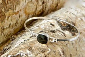 Whitby Jet Tension Bangle Rounded Square Design