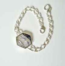 Load image into Gallery viewer, Blue John & Jet Reversible Silver Link Chain Bracelet