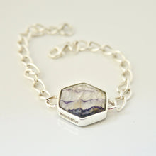 Load image into Gallery viewer, Blue John and Jet Reversible Link Chain Bracelet Hexagon Design
