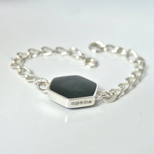 Load image into Gallery viewer, Jet and Blue John Reversible Link Chain Bracelet Hexagon Design