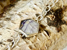 Load image into Gallery viewer, Blue John & Jet Reversible Silver Link Chain Bracelet