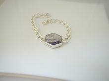 Load image into Gallery viewer, Blue John & Jet Reversible Silver Link Chain Bracelet