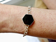 Load image into Gallery viewer, Blue John & Jet Reversible Silver Link Chain Bracelet
