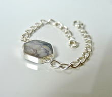 Load image into Gallery viewer, Blue John & Jet Reversible Silver Link Chain Bracelet