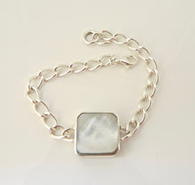 Load image into Gallery viewer, Blue John & Mother of Pearl Reversible Silver Chain Bracelet