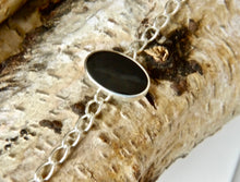 Load image into Gallery viewer, Blue John & Jet Reversible Silver Chain Bracelet Oval Design
