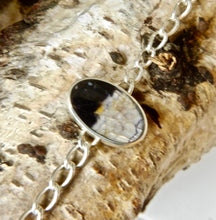 Load image into Gallery viewer, Blue John & Jet Reversible Silver Chain Bracelet Oval Design