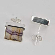 Load image into Gallery viewer, Blue John Square Stud Silver Earrings