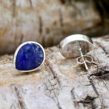 Load image into Gallery viewer, handmade lapis silver stud earrings