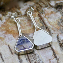 Load image into Gallery viewer, blue john silver stem drop earrings