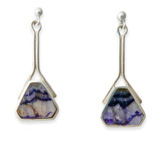 Load image into Gallery viewer, handmade blue john drop earring on silver stems