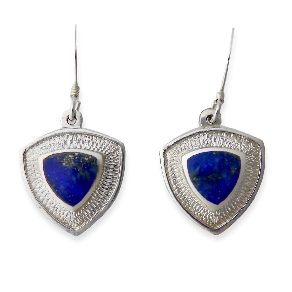 Lapis Lazuli Triangle Silver Drop Earrings
