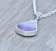 Load image into Gallery viewer, Amethyst & Jet Double-Sided Fan Shapes Silver Pendant