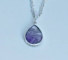 Load image into Gallery viewer, Amethyst & Jet Double-Sided Pear Silver Pendant