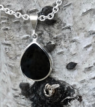 Load image into Gallery viewer, Amethyst & Jet Double-Sided Pear Silver Pendant