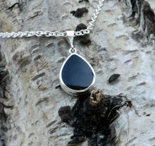 Load image into Gallery viewer, Amethyst & Jet Double-Sided Pear Silver Pendant