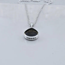Load image into Gallery viewer, whitby jet silver pendant with amethyst lace on the reverse - handmade in the UK