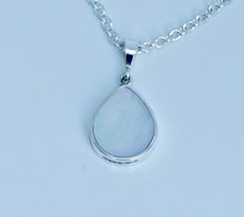Load image into Gallery viewer, Mother of Pearl & Jet Double Sided Pendant Pear Design
