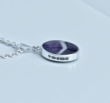 Load image into Gallery viewer, Amethyst Lace & Whitby Jet Double-Sided Oval Silver Pendant