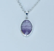 Load image into Gallery viewer, Whitby Jet & Amethyst Double-Sided Oval Silver Pendant