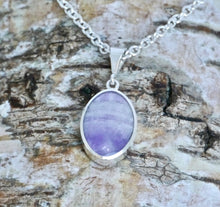 Load image into Gallery viewer, Whitby Jet & Amethyst Double-Sided Oval Silver Pendant