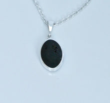 Load image into Gallery viewer, Amethyst Lace & Whitby Jet Double-Sided Oval Silver Pendant