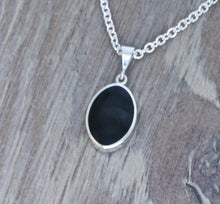Load image into Gallery viewer, Amethyst Lace & Whitby Jet Double-Sided Oval Silver Pendant